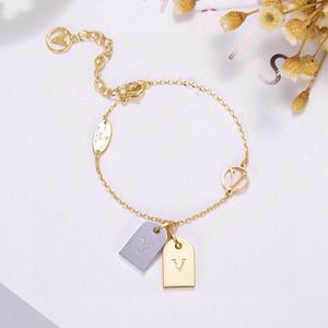Avec Box Luxury Charm Bracelet Dual Tags Brand Designer Letter 18K Gold Chain Bracelet For Women Jewelry Wedding Chirstmas Cadeau