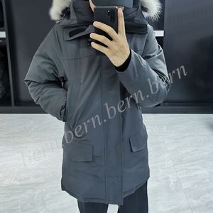 Chaqueta de plumón de longitud media con cuello de piel desmontable para hombre o mujer, abrigo cálido, chaqueta de plumón XS-XXL