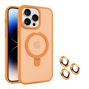 Avec film d'objectif support caché étui de téléphone magnétique pour iPhone 15 14 13 12 Pro Max 15 14 Plus sensation de peau givrée mat 15promax couverture arrière prix d'usine