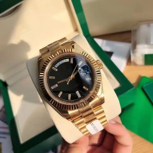 Met Originele Doos Luxe Horloges 41 Mm Heren 18 K Goud Zwarte Wijzerplaat Automatische Fashion Brand Heren Horloge Horloge 2023