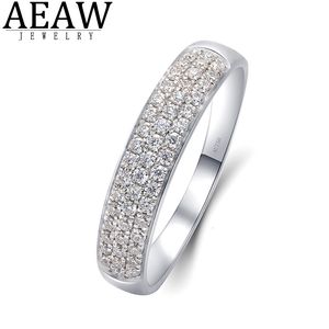 With Side Stones 0.294ctw DEF Color VVS1 Round Cut Wedding Band for Women Solid Real 10k White Gold Fine Jewelry Daily Ring 230310