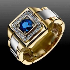 Avec des pierres latérales Bague en or rose 18 carats pour hommes Femmes Naturel 1 saphir Bijoux en diamant Anillos De Bizuteria Anillos Gemstone Rings Box 230701