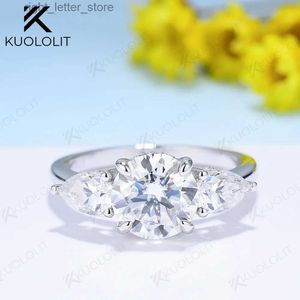 With Side Stones Kuololit Hidden Halo Moissanite Rings for Women 925 Sliver Sterling White Gold Pear Cut for Anniversary Wedding Engagement Gift YQ231209