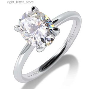 Bague de fiançailles Moissanite avec pierres latérales pour femmes, bague solitaire en argent Sterling 925, coupe ovale, couleur D, diamant de laboratoire, promesse de mariage, bijoux YQ231209