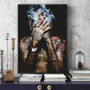 Wiz Khalifa Rap musique Hip-Hop Art tissu affiche imprimer photos murales pour salon décor toile peinture affiches et impressions