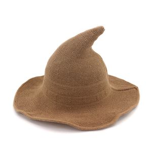 Sombreros mágicos de mago, sombrero de bruja de Halloween, gorro de mujer, gorros de punto plegables sólidos para mujer, accesorios de moda de Otoño Invierno para mujer