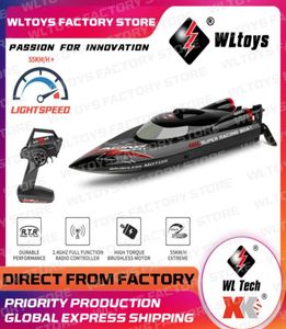 Wltoys WL916 RTR 24g Brushless RC Boat Fast 60 kmh Véhicules à grande vitesse W LED Light Water Refracted System Modèles Toys2786000