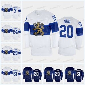 WMitNess Team Finlande 2022 Maillot de hockey d'hiver de Pékin Aleksander Barkov Tuukka Rask Juuse Saros Patrik Laine Kaapo Kakko Aho Esa Lindell