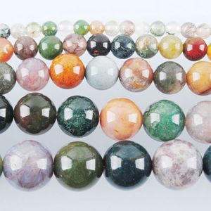 WOJIAER Indian Agate Stone Loose Round Ball Beads For Women's Jewelry Making DIY Necklace Jewellery 4 6 8 10 12mm 15.5Inches BY922