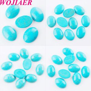 WOJIAER Naturel Gemstone Turquoises Cabochon Ovale Clair CAB Perles Aucun Trou de Perçage pour la Fabrication de Bijoux DIY Pendentif Anneau BU817213f