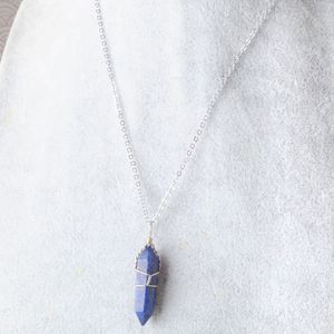 WOJIAER-collares de piedra Natural, colgantes, envoltura de alambre, bala Hexagonal, curación de Reiki, cuentas de cristal en bruto Real, joya, joyería BO946