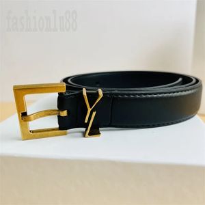 Cinturones de lujo para mujer, cinturones de cuero de diseñador, color sólido, 3 cm, chapado en oro, letra vintage, hebilla, cinturón marrón, estilo occidental informal, cinturón de diseño estrecho para hombres Q2
