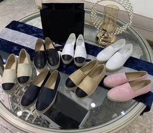 Femme Appartements Toile Chaussures En Cuir Luxe Cap Mocassins Toe Quilting Pure Couture À La Main De Luxe Top Quilty Espadrilles