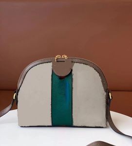 Concepteur de sacs à bandoulière Ophidia Shell Forme verte et rouge Stripe avec sac à double lettre Metal Lady Cross Body Bag 499621 Brands de marque en gros sac de fourgonnette et sacs à main 2681