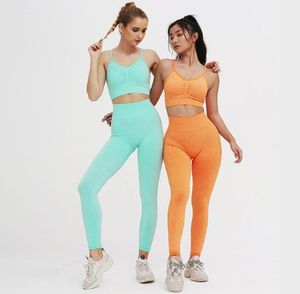 Femme Yoga Set 2pcs Femmes sans couture Sports hauts hauts ensembles Yoga Set Women Gym Clothes Warans Sports Pands for Gym 8 Colors2073969