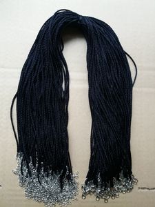 100pcs noir haute qualité collier en soie satiné cordon 2.0mm / 18 '' avec 2 '' chaîne d'extension sans plomb