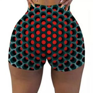 Pantalones cortos de Yoga con estampado 3D para mujer, cintura alta, ajustados a la cadera, elásticos, para entrenamiento, para correr, Fitness, deporte, entrenamiento