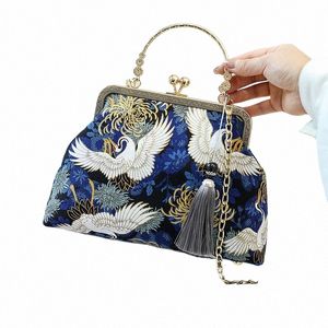 Bolso de flecos vintage de estilo antiguo para mujer, bolsos de concha pequeña, bolso cruzado con cadena, bolso cruzado con grúa elegante, bolsos impresos, monederos U3AI #