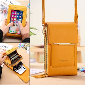 Femmes sac en cuir souple portefeuilles étui écran tactile téléphone portable sac à main bandoulière bandoulière sac à main pour femme pas cher femmes sacs