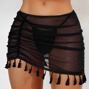 Femmes plage Wear Wear Knot Taille jupes Femmes Sker Up Skirt Place Shiny Wraps Cover Ups pour les maillots de bain Summer Female Bathing Fssuit D240507