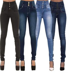Mujeres Jeans negros Pitench Up Pencil Denim Pantalones Damas Vintage Jeans de cintura Alta Capricon Skinny Mom Jean Slim Femme Plus Size9290080