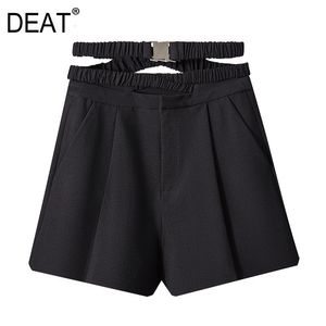 Femmes Black Patchwork Office Lady High Taille Large Jambe Shorts Pantalons lâches Fashion Tide Summer 7E1035 210421