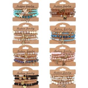 Ensemble de bracelets de perles bohème faits à la main pour femmes, accessoires de bijoux d'été colorés en perles papillon pour filles, style Boho étoile de mer