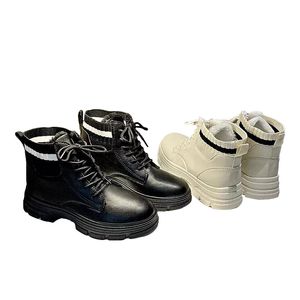 Femmes bottes plate-forme chaussures noir blanc femmes Cool moto botte en cuir chaussures formateurs sport baskets taille 35-40 11