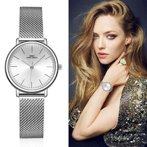 Relojes de pulsera para mujer Moda Ginebra Diseñador Japón Cuarzo Astilla Blanco Acero inoxidable Relojes de pulsera para mujer Relogio Feminino