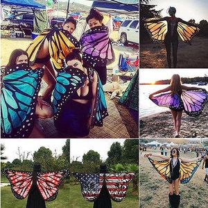 Mujeres ala de mariposa gran capa de hada bufanda Bikini cubrir gasa gradiente playa cubrir chal abrigo pavo real Cosplay 18 colores