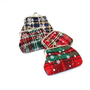 Enfants Chef de Noël Cadre de Noël Cadre en métal Changer Porte-monnaie Portefeuille Portefeuille Noël Thème Buffalo Plaid Coin Bag d'anniversaire de mariage Retour à l'école Gif de vacances