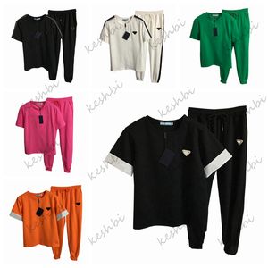 Chándal Mujer Casual Mangas cortas Pantalón de chándal Trajes Diseñador Moda Jogging Traje Conjunto de 2 piezas Ropa deportiva