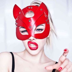 Mujer gato medio cuero tocado Bondage Halloween mascarada fiesta Cosplay disfraz máscara esclavo Sexy puesta en escena Props