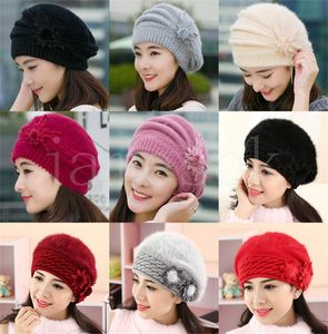 Femmes coton casquette Slouch Baggy hiver chaud doux Crochet femme chapeau dames mode fleur chapeaux DE057