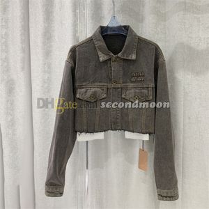 Femmes veste courte Style Vintage Denim vestes revers cou à manches longues manteau concepteur Jean vêtements d'extérieur