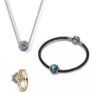 Diseñador de la mujer Joyas Pulsera Sol Luna Anillos Tierra Collar DIY fit Pandora Pulseras Collar Pendientes Moda Regalo de fiesta de alta calidad