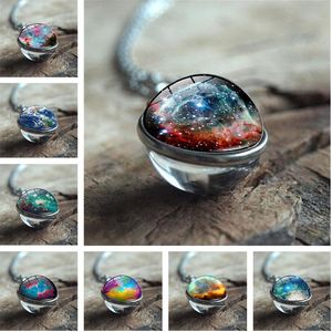 Femmes Designer Bijoux Galaxy Nébuleuse Planète Colliers pour Femmes Univers Système Solaire Lune Terre Soleil Double Face Boule De Verre Pendentif Chaîne Collier Hommes