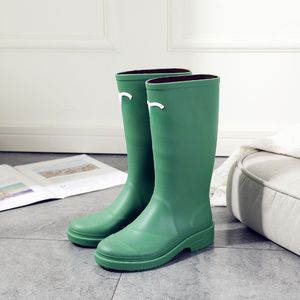 Bottes de pluie de styliste C Wellies pour femmes, bottes de chevalier imperméables et antidérapantes, identiques aux étoiles, vert Beige