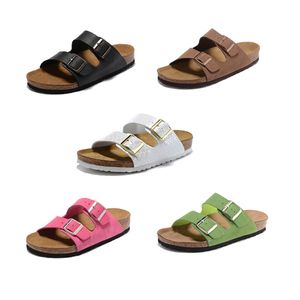 Sandalias de diseñador para mujer Boston Flat Mules Cork Men Slides Nubuck Leather Woody Sole Plataforma Zapatillas Zapatos de verano