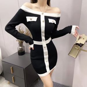 Femmes élégantes robes de soirée noires sans bretelles dos nu robe moulante sexy corset top robe midi avec plume dames à manches longues chemisier vêtements