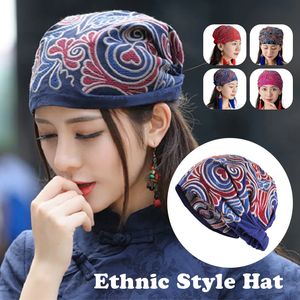 Femmes Mode Style Ethnique Broderie Turban Cap Head Wraps Lady Foulard Bonnet Élastique Musulman Hijab Cancer Chemo Chapeau 240111