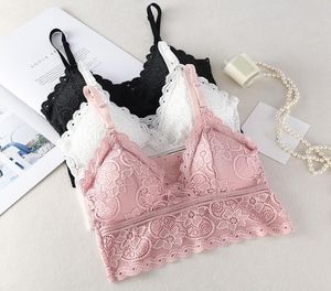 Mujer Fashion Wireless Brailette Balette Deep V Lace Bras Top Bordery Top Bordery Floral Top1549000