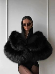 Mujeres Faux Fur Coat Winter Winter Winter Long Swelldown Collar Coats 2023 Elegante Moda Black Streetwear Sutwear 2312222