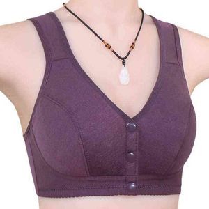 Femmes bouton avant soutien-gorge Bcd tasse grande taille soutiens-gorge mère coton sous-vêtements sans armature grande Bralette été printemps 001a L220726