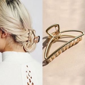 Femmes Géométriques Hair Claw Graw Girls Gold Color Crab Crab Cross Clips Band Bandage Hairpin Fashion Nouveaux accessoires