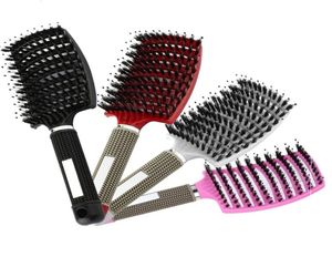 Femmes Hair Saldp Massage peigne Bristle Nylon Hair Brush Wet Curly Détangler Brosse de cheveux pour salon Barber Hairdressing Style Tools7770263