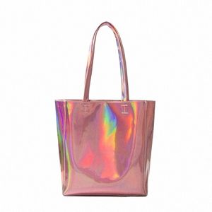 Femmes Sac à main Laser Hologram Cuir Sac à bandoulière Lady Single Shop Sacs Grande Capacité Casual Fourre-tout Bolsa Sier Sac 2023 Nouveau T5FU #