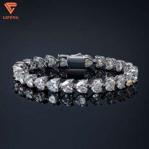 Bracelet en diamant Vvs Moissanite en forme de cœur pour femmes, 7x7mm, chaîne à maillons de Tennis, en argent Sterling 925
