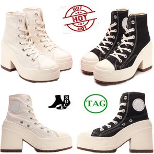 Femmes chaussures à talons hauts plate-forme toile chaussures talons dame bottes compensées robe baskets mode chaussons noir blanc avec Logo femmes