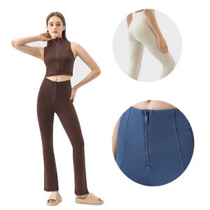 Femmes hautes hautes leggings Bootcut Pantalon de yoga décontracté Leggings à fond de cloche de contrôle du ventre avec poches